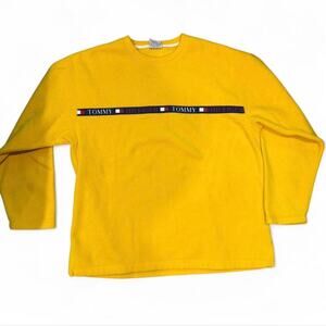 Y2k streetwear sporty bright yellow crewneck Tommy Jeans size Large